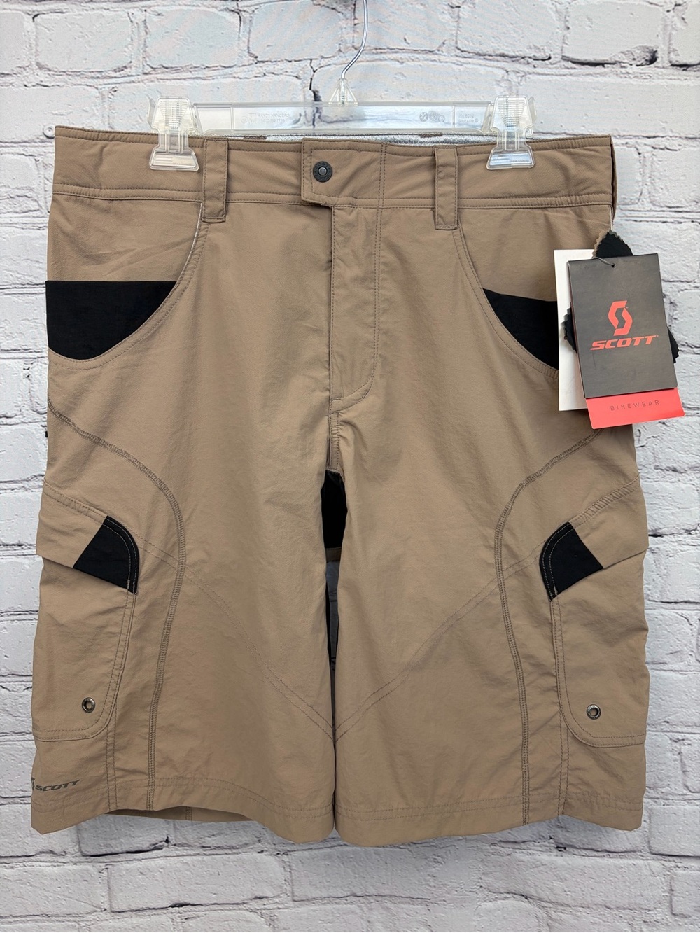 NWT SCOTT Men's Relaxed Fit Bikewear Cargo Shorts Stone Brown Sz L
